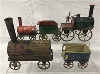 French Hand-Painted Tin Floor Trains