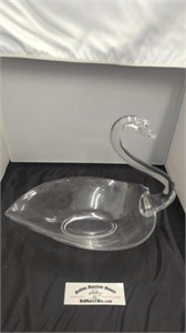 Ducan Miller Clear Glass Swan Candy Dish