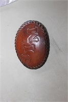 VINTAGE LEATHER COVERED BELT BUCKLE "JIM"