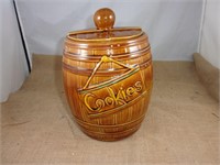 Vintage Ceramic Barrel Cookie Jar