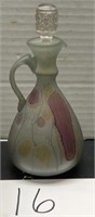 Vintage art glass Hand painted pitcher