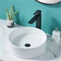 Round Vessel Sink White,VALISY 15 Inch Bathroom