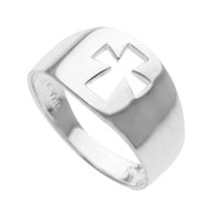 Sterling Silver Wide Cut out Cross Ring - Size 5