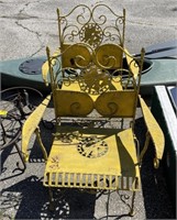 (O) Vintage Yellow Metal Chairs 37”