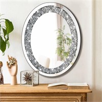 Oval Shaped Glam Bling Silver Mirror