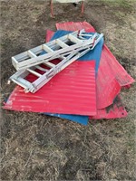 Used Tin and Step Ladders, one for parts