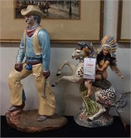 Ceramic - Indian on horseback & Cowboy