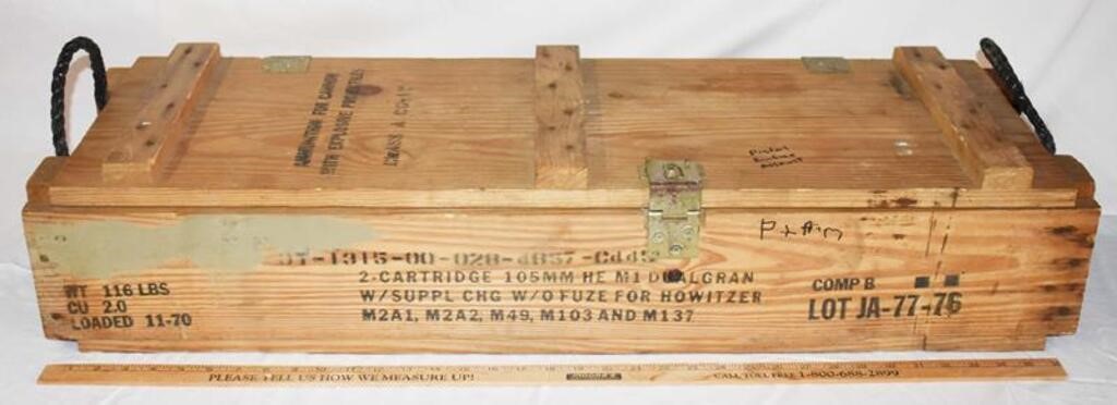 VINTAGE WOODEN AMMO CRATE