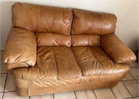 Tan Leather Love Seat