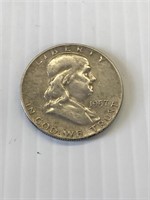 1957 D Franklin Silver Half Dollar