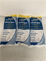 3 PACKS OF 12 BAGS JOHNNY VAC MICROFILTRATION