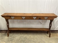 60" x 28" Solid Wooden Hearts Accent Sofa Table
