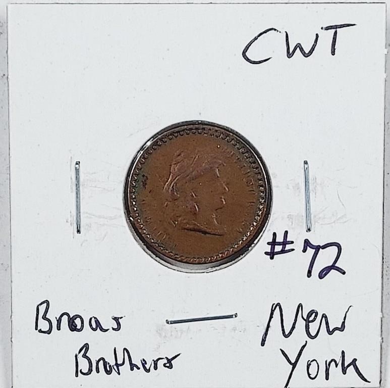 Broas Bros  New-York   Army and Navy Token