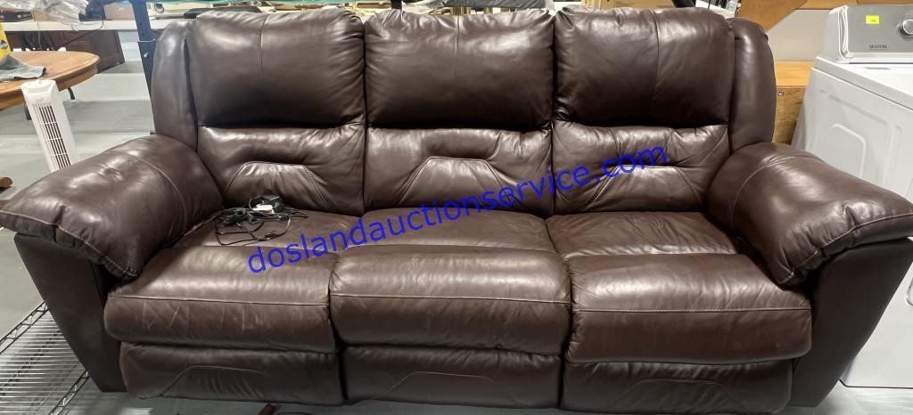 Brown Electric Reclining Leather Couch (84 x 36 x
