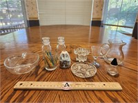 Assorted Glass Dishes, Bottles, Tooth Pick