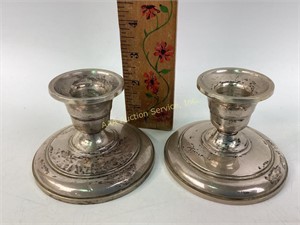 Pair weighted sterling candlesticks