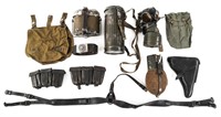 WWII GERMAN FIELD GEAR - CANTEENS, GAS MASK, MORE
