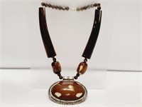 Ethnic Horn & Resin Necklace   18"