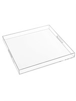 MIKINEE 24×24 Inches Clear Acrylic Serving Tray wi