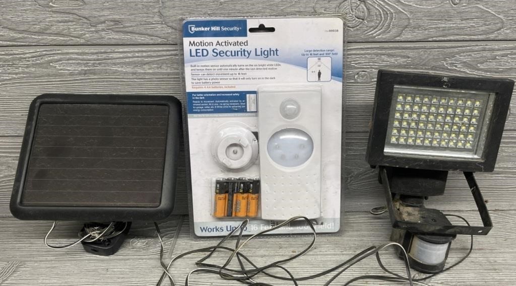 (2) Solar Lights & (1) LED Security Light