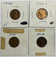 Lot of Four 1940's Pennies