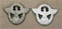 (2) Nazi Police/Fire hat badges for enlisted man
