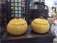 Two piece covered pumpkin dishes