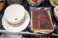 Vintage Advertising Stryofoam Hat; Antique Book-