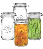 New - Tebery 4 Pack Clear Wide Mouth Glass Mason