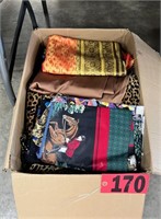 Box of assorted fabrics