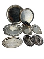 Silver plated serving card trays grouping