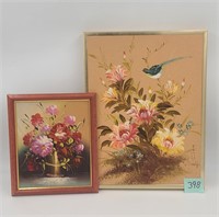 Two Framed Floral Art Pictures