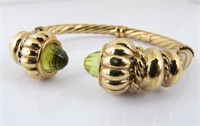 14K Yellow Gold Peridot Cuff Bracelet