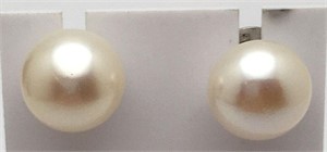 Sterling Silver 14mm Pearl Earrings