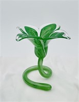 Handmade Lavorazione Art Glass Mint Flower