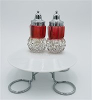 60's Diamond Point Ruby Red MC Shakers
