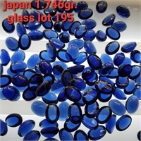 JAPAN VTG 14x10MM GLASS OVAL BLUE STONES 1.746 GRS