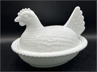 Milk Glass Hen on Nest