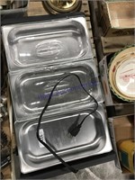 3-section warming tray, missing one lid