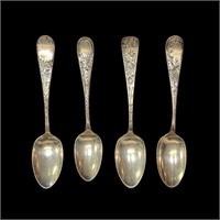 Antique Engraved Sterling Spoons 2.34ozt