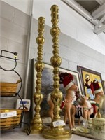 (2) Large Brass Candle Stands