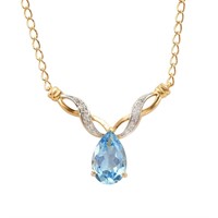 Plated 18KT Yellow Gold 4.75ctw Blue Topaz and Dia