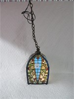 A Contemporary Stained Glass Hanging Light Fixture