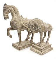 (2) Asian Style Plaster Cast Horse Figures