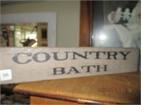 Wooden Country Bath Sign