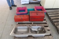 Metal tool boxes & stainless sink