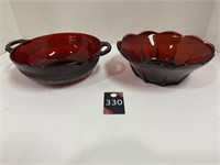 8.5" Ruby Red Serving Bowls