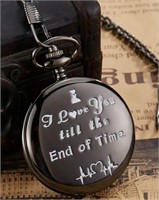 Black I Love You to the End of Time Pocket Watch