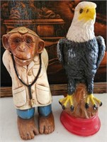 W - CHIMPANZEE & EAGLE STATUETTES 14T (A12)