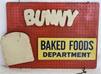BUNNY BREAD DOUBLE SIDED ADVERTISING SIGN, 1960,